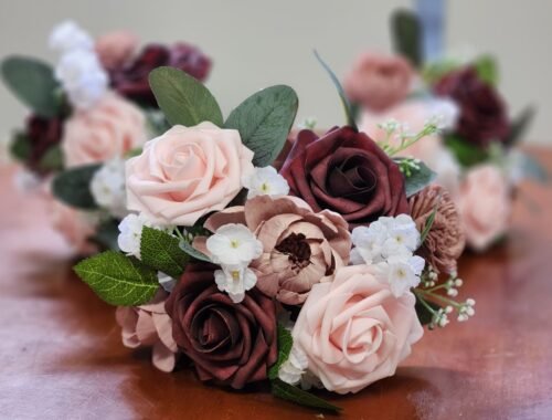 Sola Wood flowers hand dyed baby shower florals Willow Creek Inn Prescott